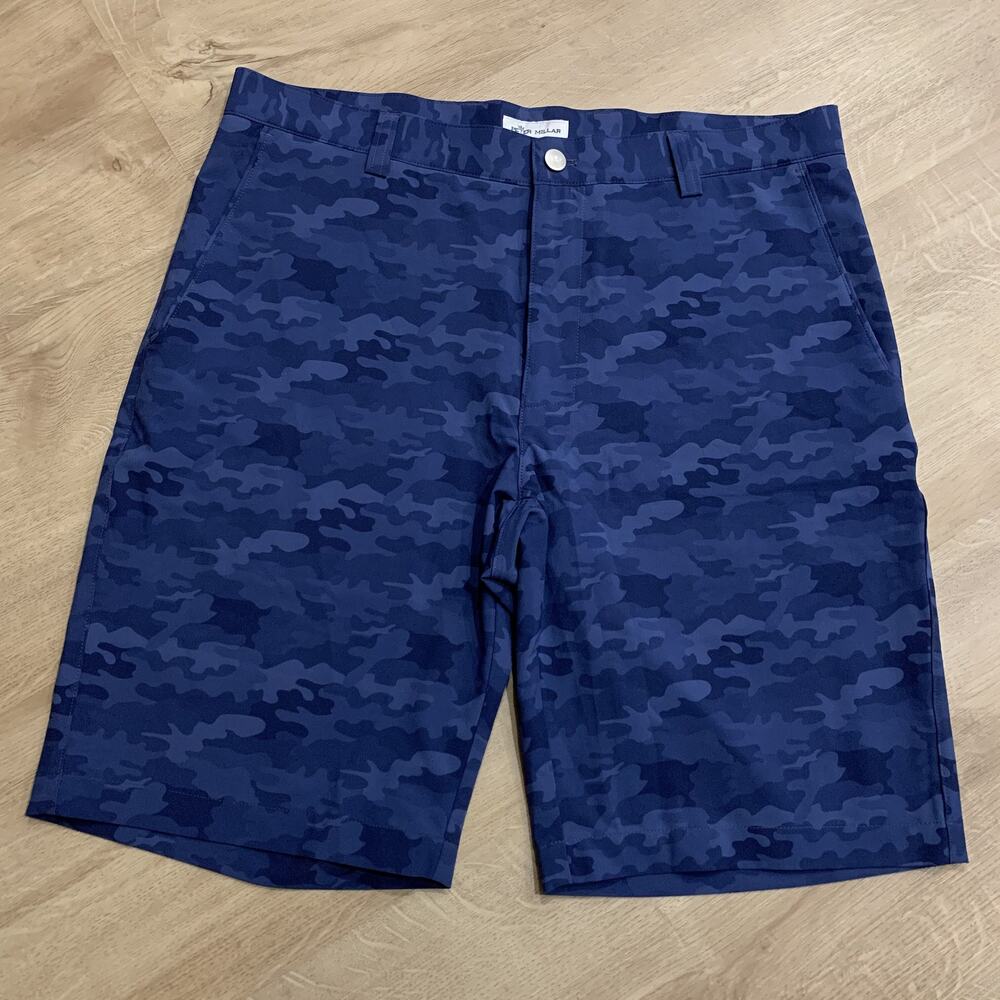 Peter Millar Golf Shorts Men's 34 Performance Blue Camo Warwick Country Club